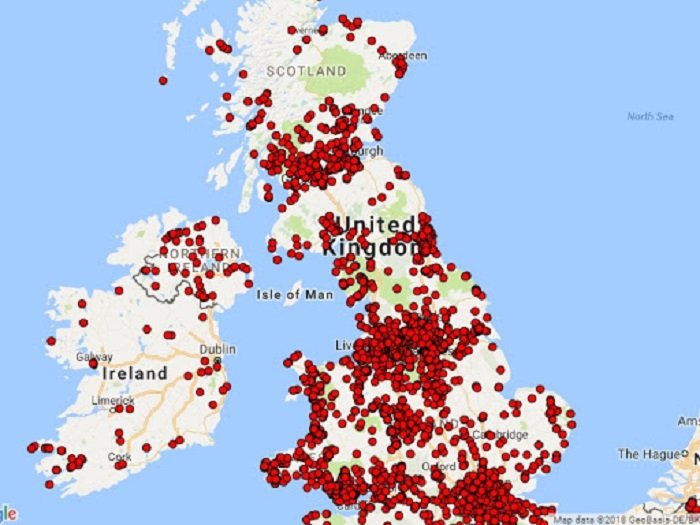 japanese knotweed infestation map of the UK