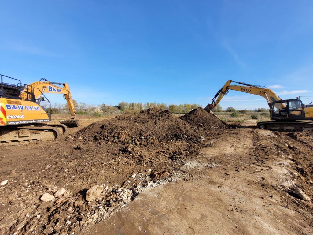 invasive plant excavation on a commercial site