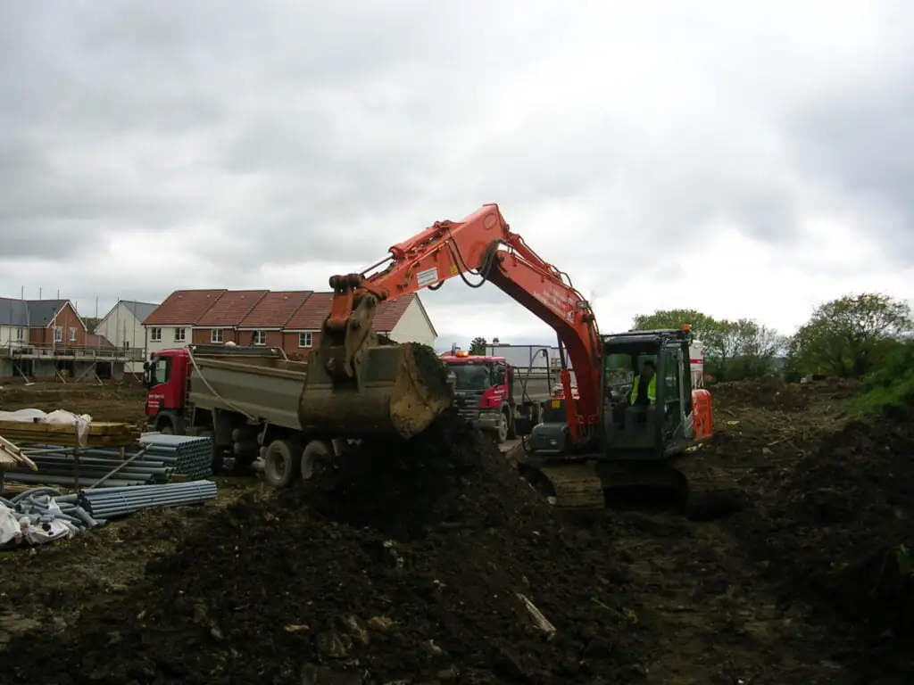 Digger removing Japanese knotweed 