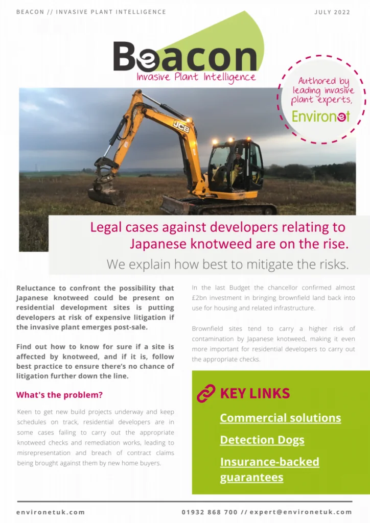 Beacon cover, legal cases against developers relating to Japanese knotweed are on the rise