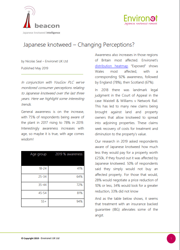 Beacon cover, Japanese knotweed, changing perceptions?