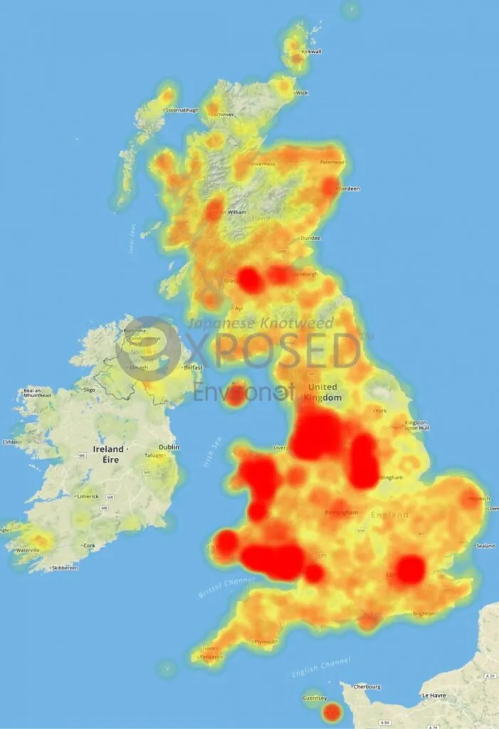 Environet's Exposed Japanese knotweed heatmap