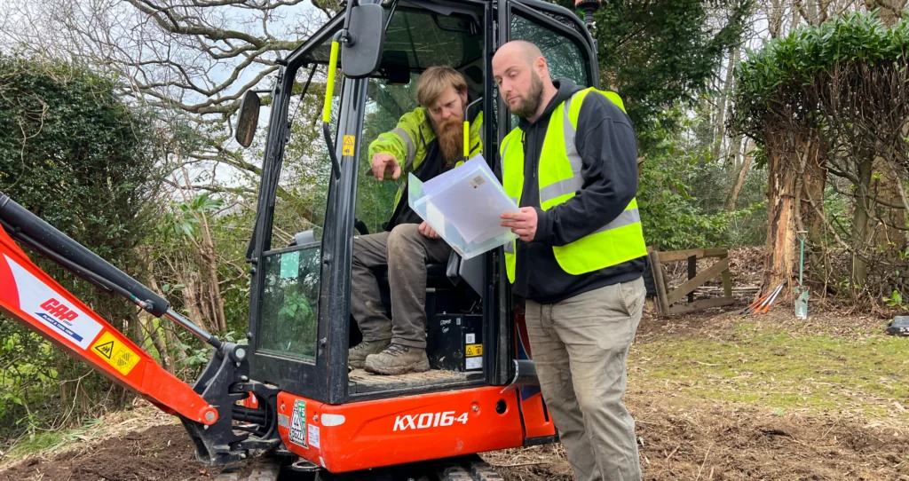 knotweed removal team with excavator