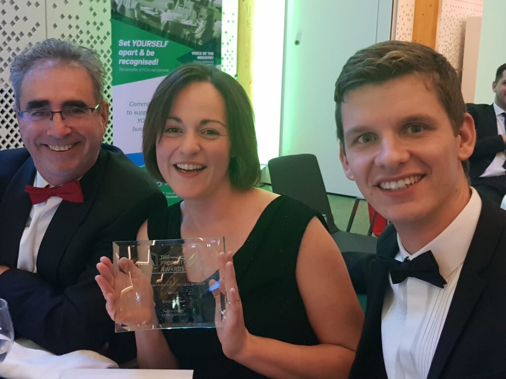 Nic Seal, Emily Grant and Mat Day with a Property Award