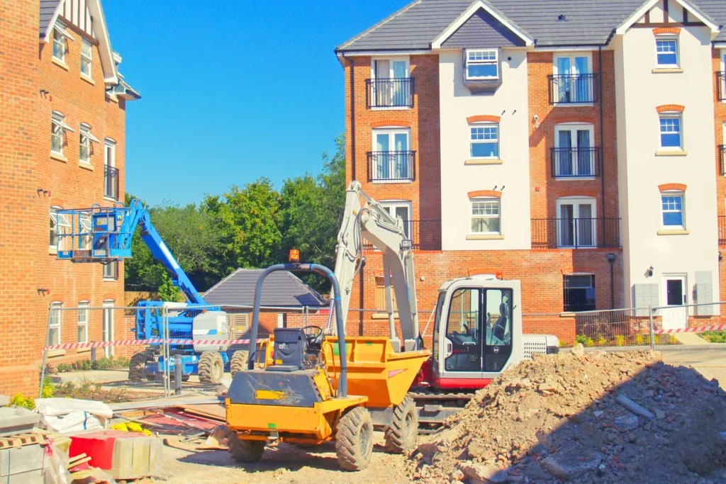 A residential site with diggers