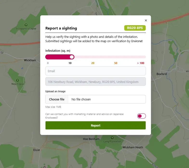 Heatmap sighting form