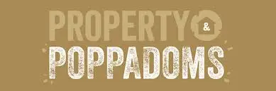 Property and Poppadoms logo on a brown background